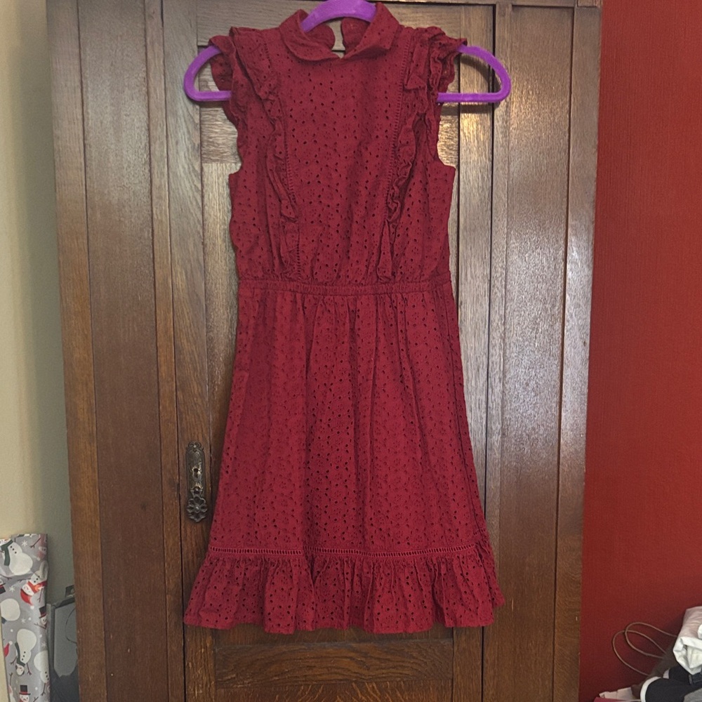 Janie and Jack Burgundy Eyelet Dress
